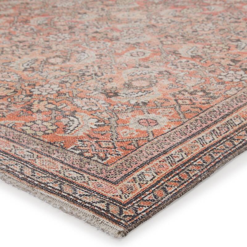 The Curated Nomad Ettons Printed Oriental Orange/ Cream Cotton Mix Area Rug