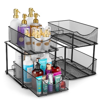 Sorbus 2 Tier Under Sink Bathroom Organizers and Storage (2 Pack) - 14" L x 9.3" W x 12.25" H
