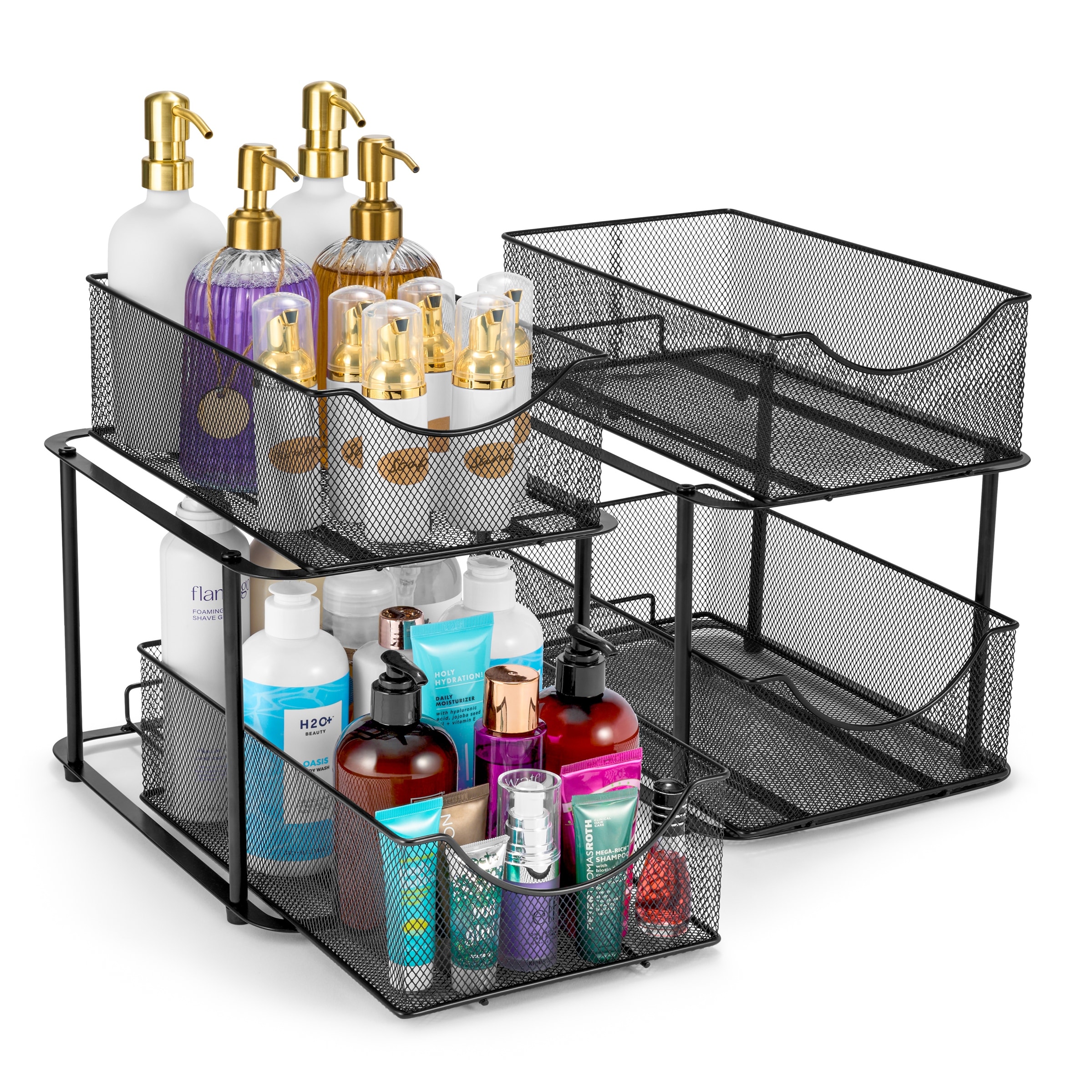 Sorbus 2 Tier Under Sink Bathroom Organizers and Storage (2 Pack) - 14" L x 9.3" W x 12.25" H