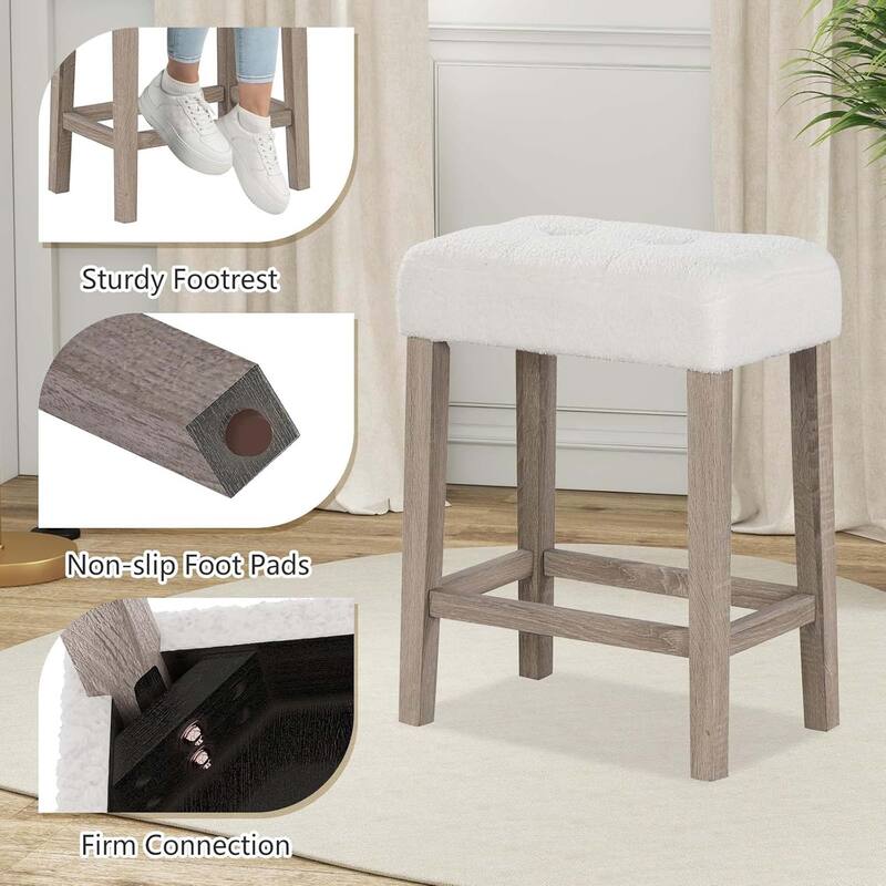 2/4PCS Sherpa Bar Stools Counter Height Kitchen Bar Stools