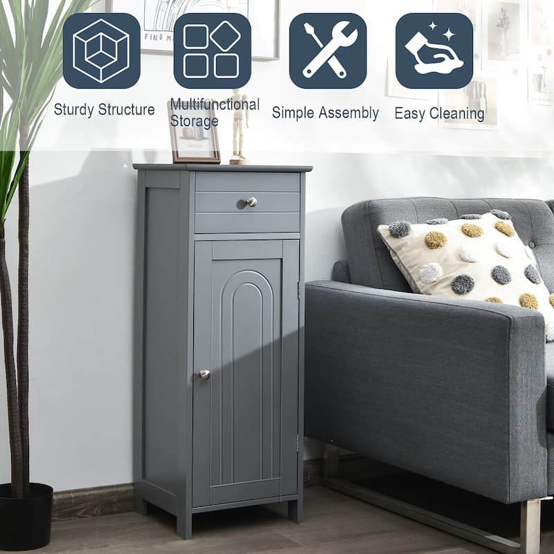 Costway Bathroom Floor Cabinet Storage Organizer Free-Standing with