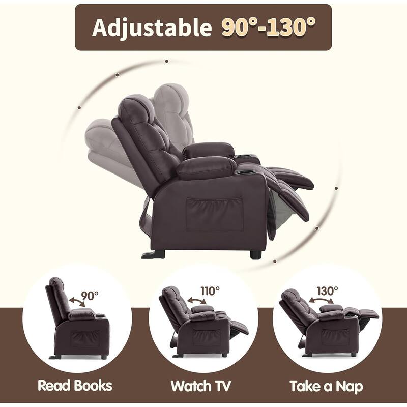 MCombo Big Kids Recliner Chair with Cup Holders - 28.3"(L)x26.0"(W)x34.2"(H)