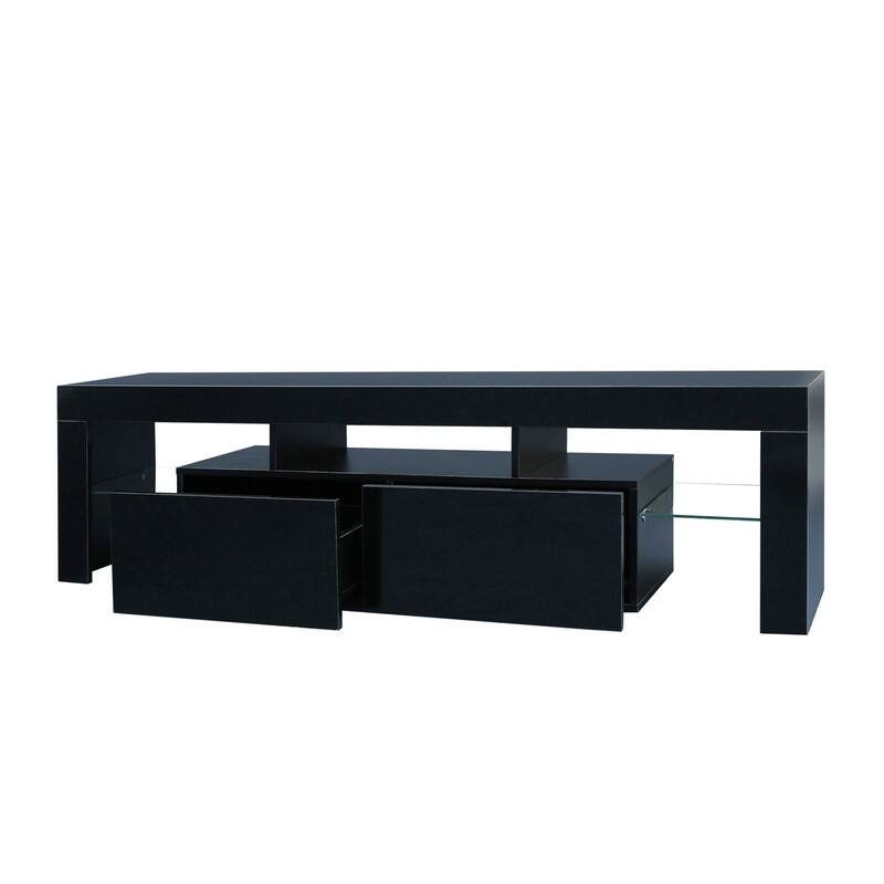Modern Entertainment TV Stand, 20 Colors LED TV Stand w/Remote Control Lights