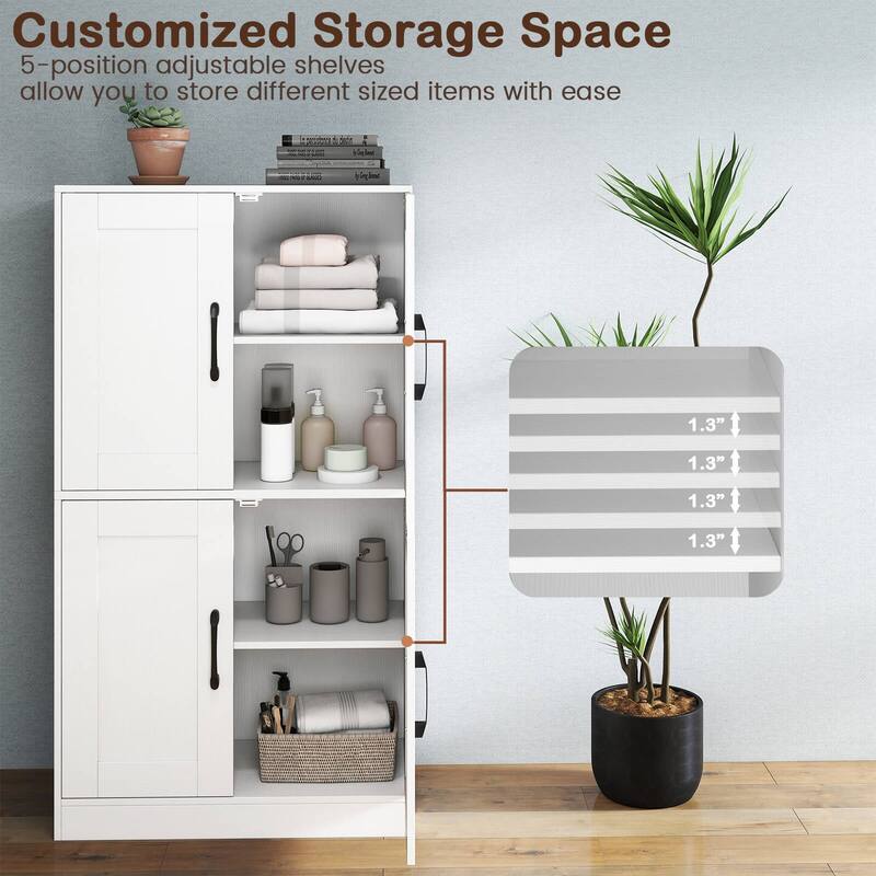 Costway Bathroom Cabinet with Doors & Adjustable Shelves Storage - See Details