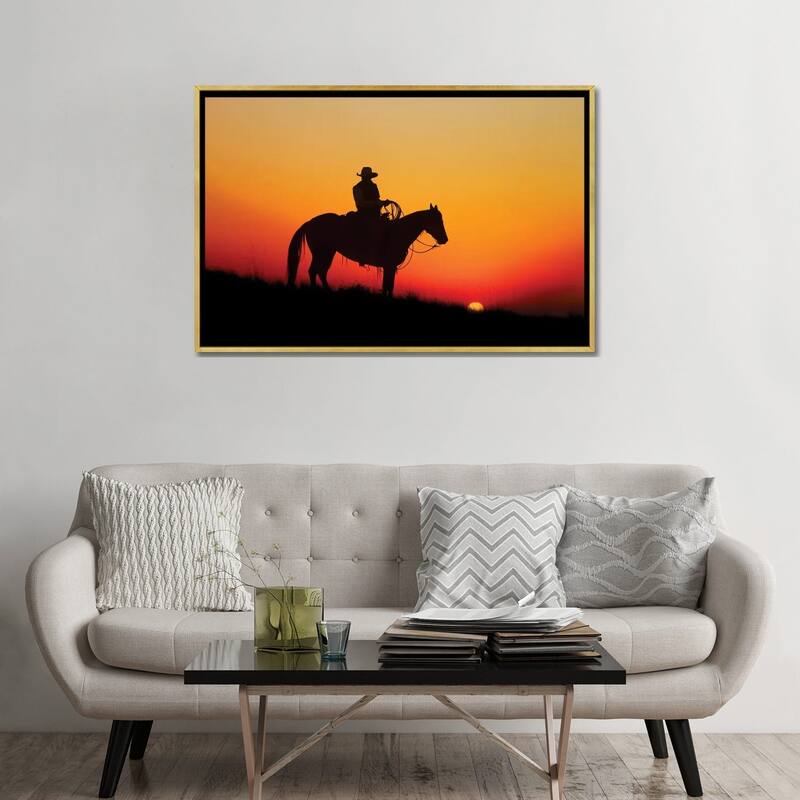 iCanvas "Cowboy Silhouette I" by Janet Fikar Framed