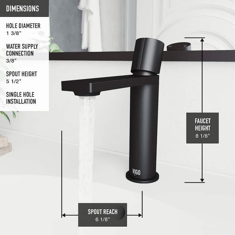 VIGO Halsey 8" H Single Handle Single Hole Bathroom Faucet