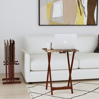 Brown Faux Marble Snack Tray (Set of 4) Bed Bath Beyond 9357852