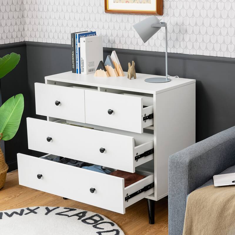 Costway 4 Drawers Dresser Chest of Drawers Free Standing Sideboard