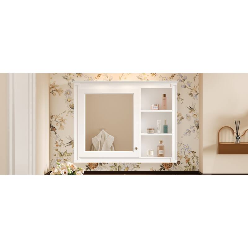 Roomfitters 36x28 Inch Medicine Cabinet, Wall Mounted Bathroom Mirror Cabinet with Adjustable Shelf, White