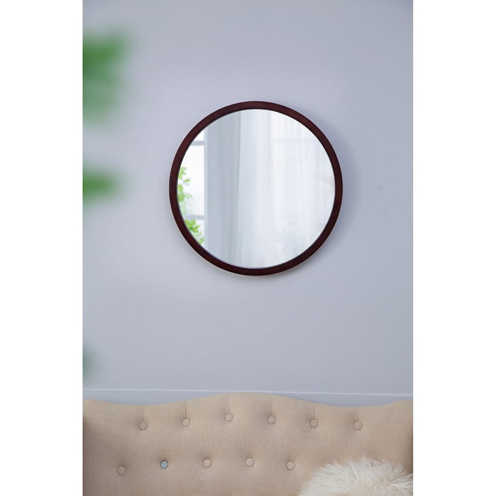 20" x 20" Circle Wall Mirror with Wooden Frame,Wall Mirror for Living Room Dining Room