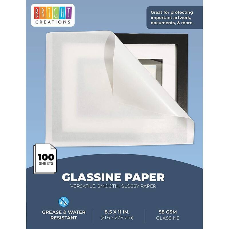 Bright Creations 100 Pack Glassine Paper Sheets - Onion Skin Paper for Artwork, DIY Projects