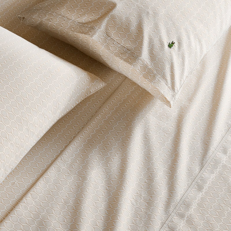Lacoste Racquet Print Percale Cotton 4-Piece Sheet Set