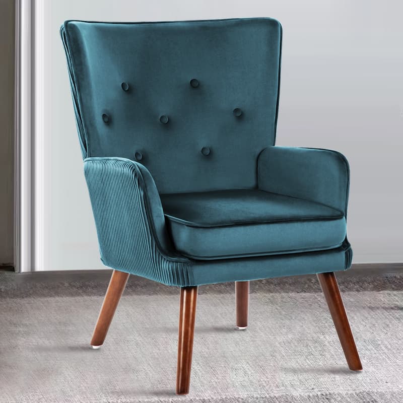 Velvet Upholstered Accent Chair Armchair for Living Room