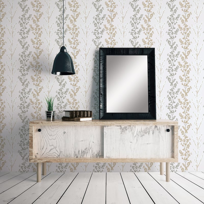 Galerie Wallcoverings Nordic Elements Leaf Stem Non-woven Metallic Wallpaper Roll - 33 feet x 21 inches