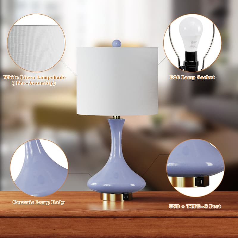 Maxax 23.5 Ceramic Bedside Elegant Table Lamp