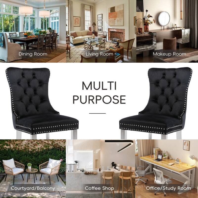 Tufted Naliheads Solid Wood Upholstered Dining Chairs Set of 8