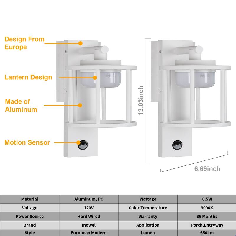 Outdoor Wall Sconce Motion Sensor GX53 LED Bulb 6.5W 650Lm 3000K
