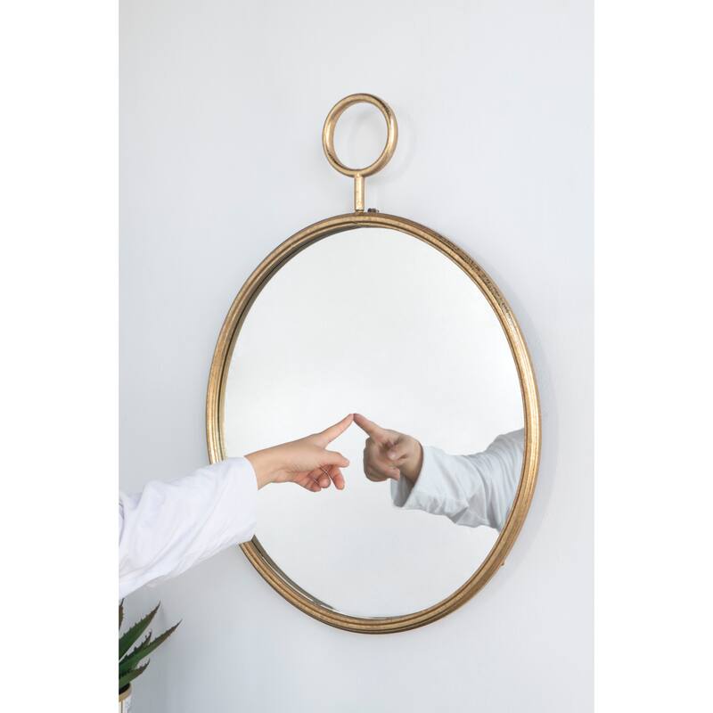 26" x 32" Circle Wall Mirror with Gold Metal Frame, Accent Mirror for Living Room, Entryway, Office