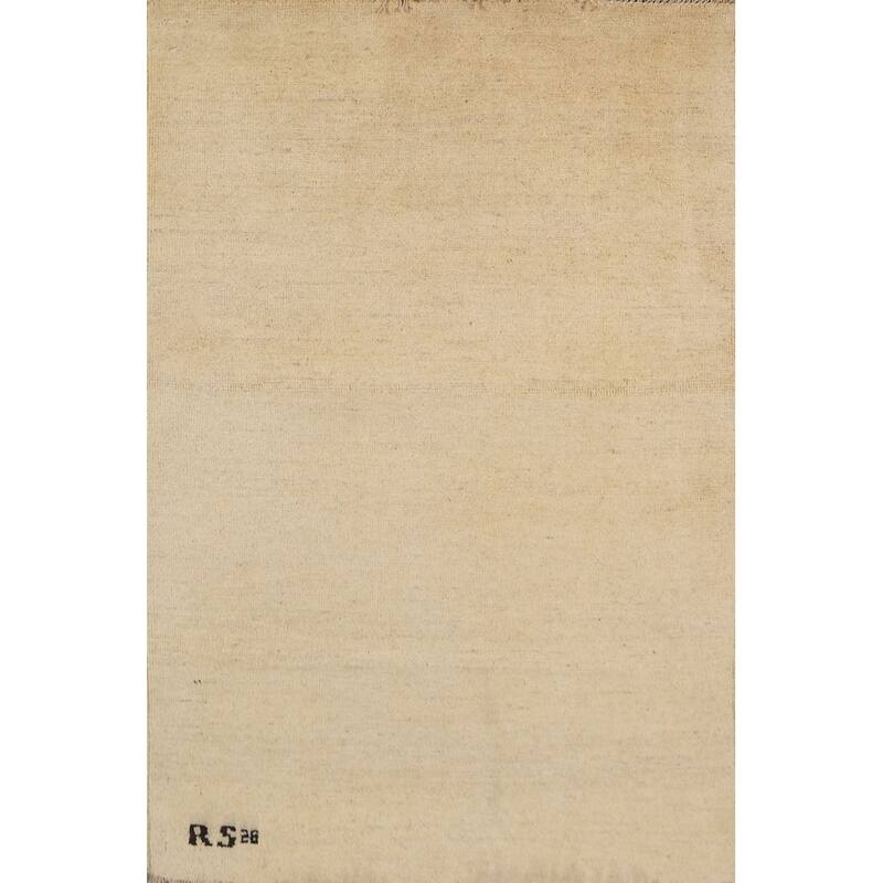 Modern Solid Gabbeh Oriental Foyer Rug Hand-Knotted Wool Carpet - 2'9"x 3'11"