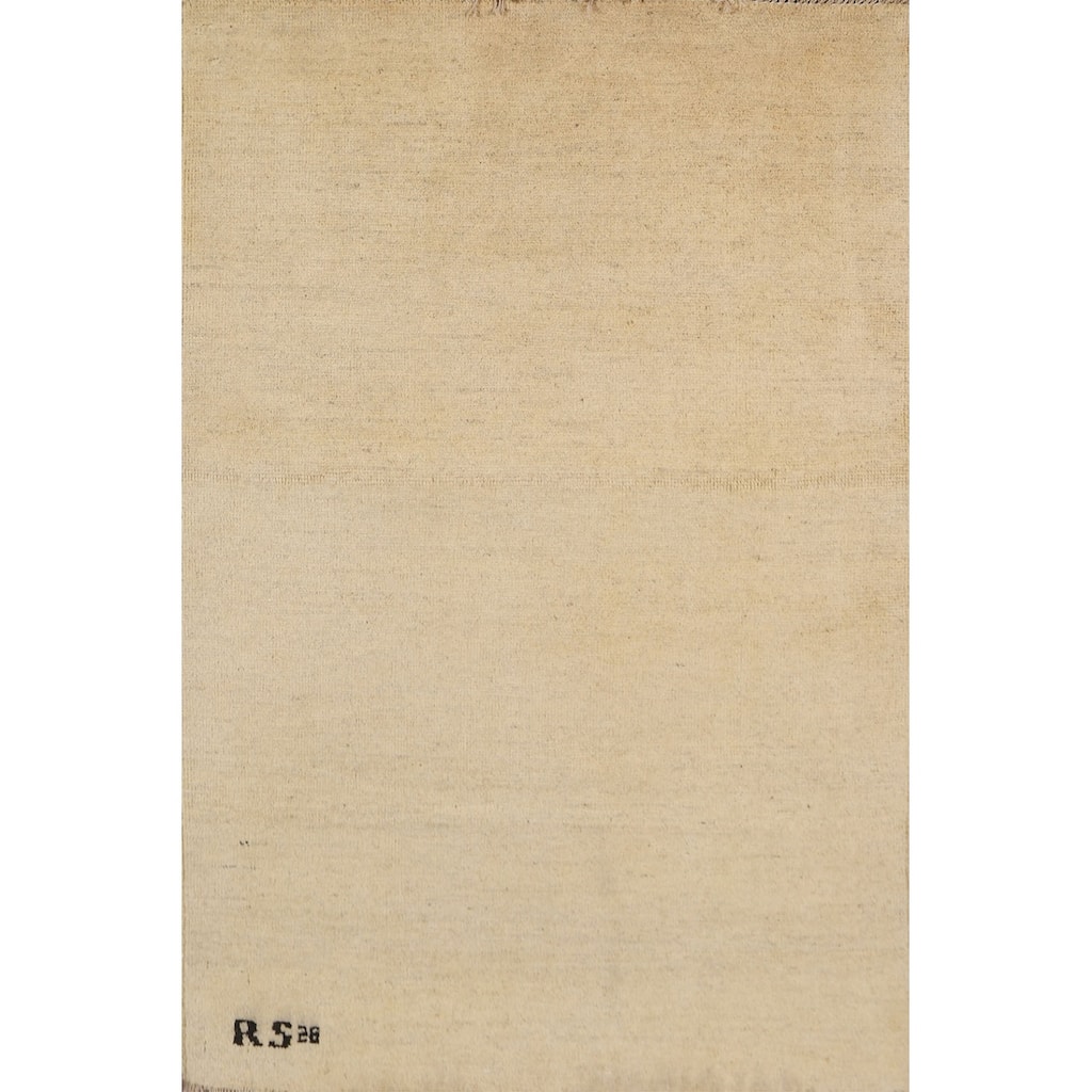 Modern Solid Gabbeh Oriental Foyer Rug Hand-Knotted Wool Carpet - 2'9"x 3'11"