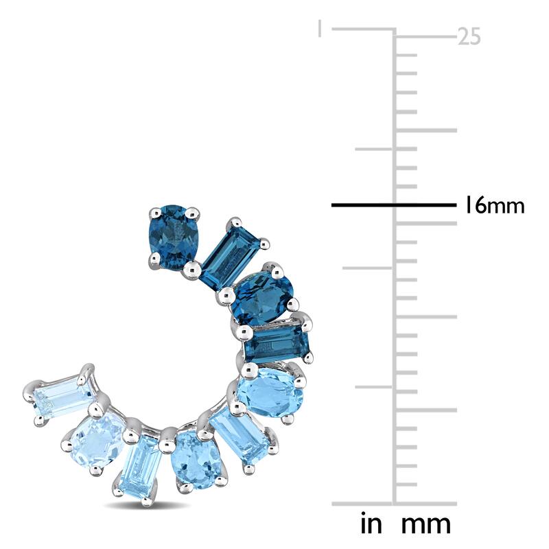 Miadora Multi-Gem Curved Stud Earrings Sterling Silver