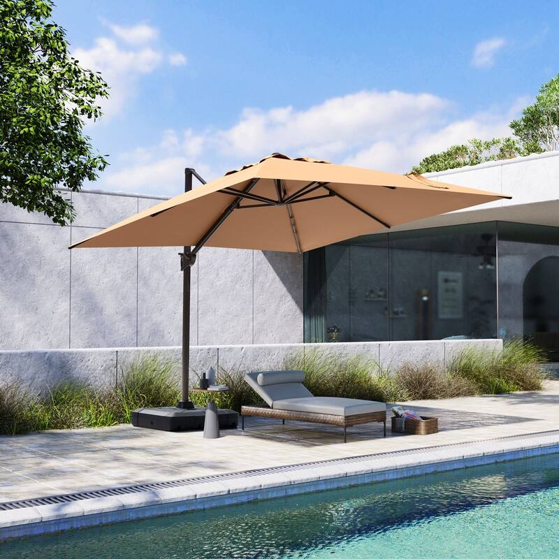 Pellebant 9 FT x 12 FT Outdoor Patio Cantilever Umbrella with Base Stand