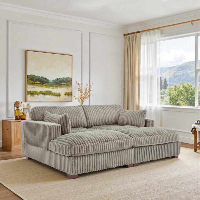 Modular Sectional Fabric Sofa for Living Room & Bedroom - Light Brown