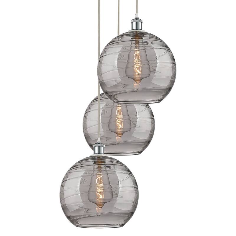 Innovations Lighting 113B-3P 41 19 Athens Deco Swirl Pendant Athens - White Polished Chrome / Light Smoke Deco Swirl