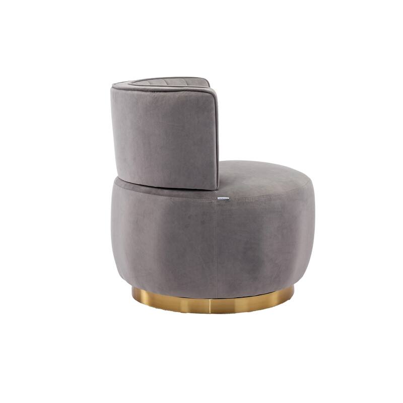 360° Swivel Velvet Barrel Sofa Chair with Wide Upholstered and Angled Armrests