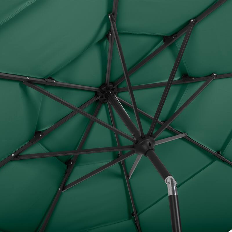 10 ft Patio Umbrella, 3-Tiered Sunshade with Push Button Tilt and Easy-Open Crank, Outdoor Umbrella for Deck, Yard