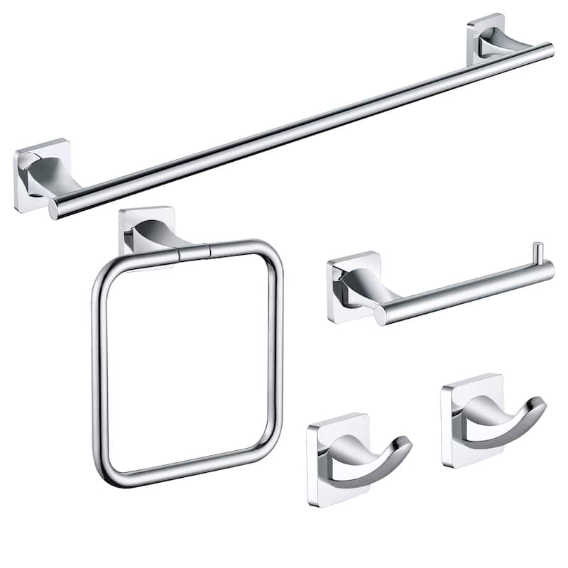 Wall-Mount 5 -Piece Bath Hardware Set - Polished Chrome
