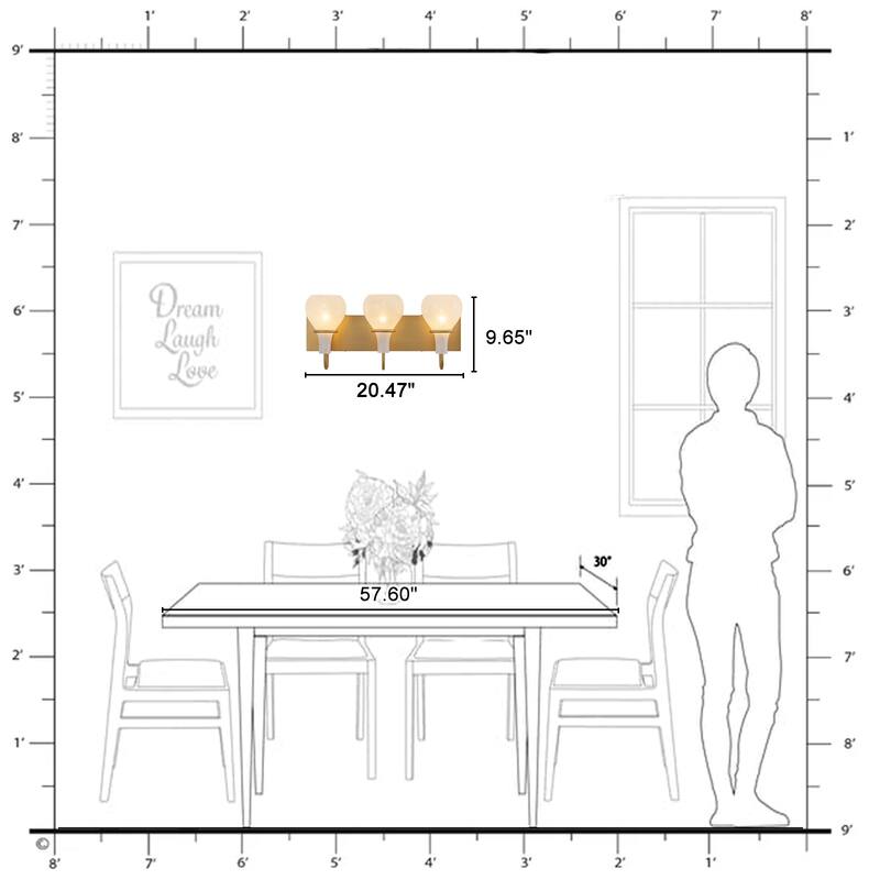 Modern Gold Vanity Light with Clouded Glass Bulb-Vase Shades Bathroom