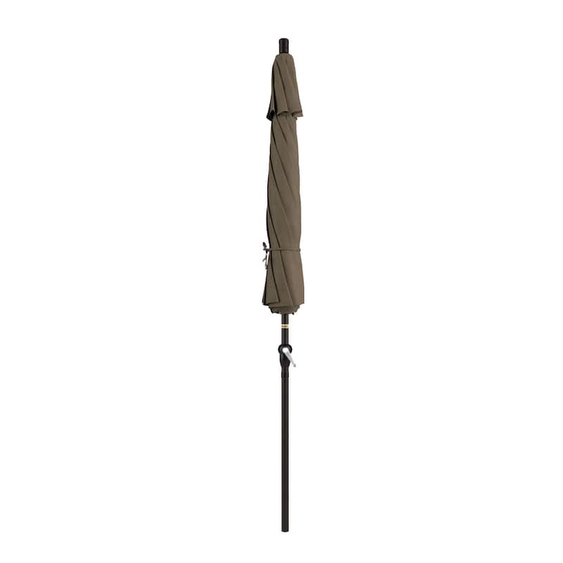 California Umbrella 9' Sunset Series Patio Umbrella Bronze Aluminum Frame and Ribs, Crank Lift Auto Tilt, Sunbrella Cilantro