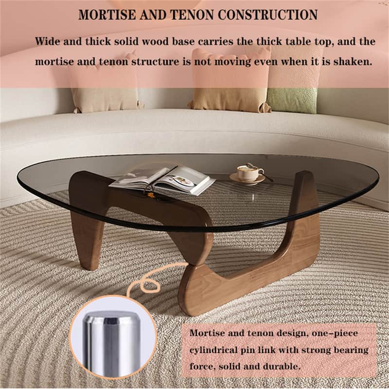 Modern Glass Coffee Table for Outdoor or Indoor End Table in Walnut