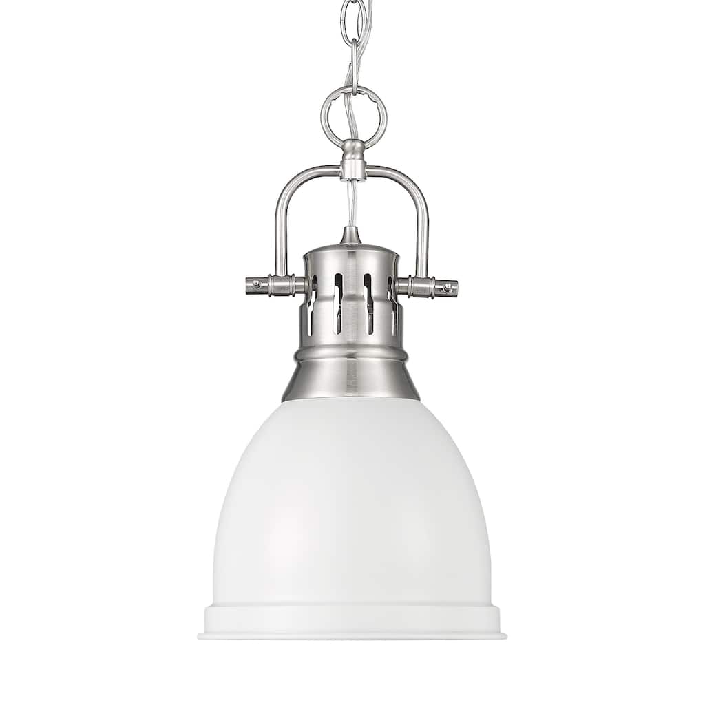 Yep by Golden Lighting Duncan 1-light 9in Chain Hung Pendant in Pewter and Matte White shade