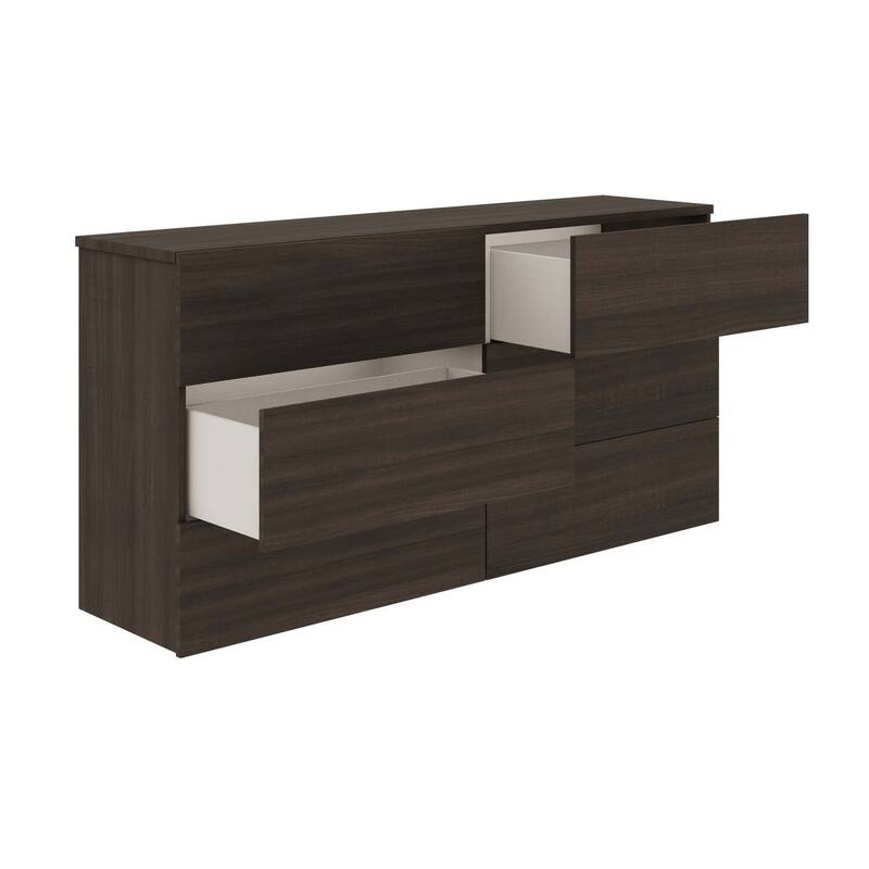 Dark Oak Melamine Dresser with Smooth Glide Drawers, Modern Design, and Durable Construction for Bedroom Storage