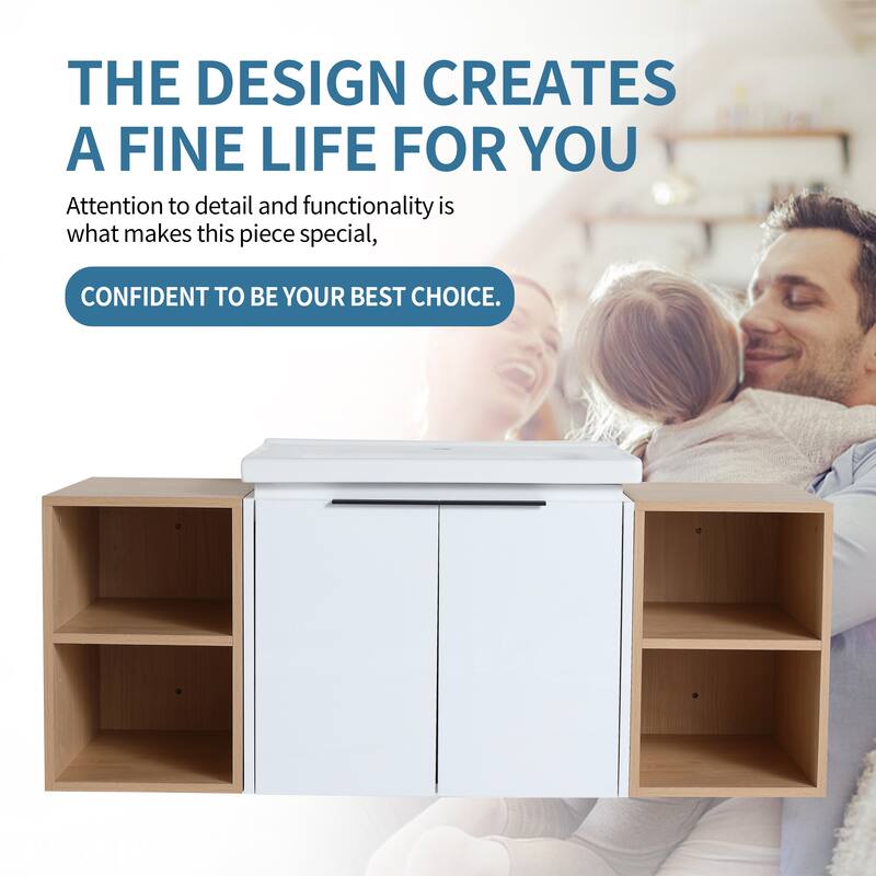ARTCHIRLY 24/36/48/60/72/84 Inch Bathroom Vanity with Sink, Floating Bathroom Vanity with Soft Close Door and Shelf