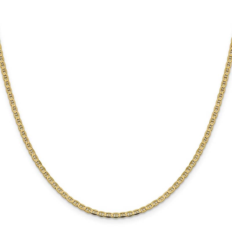 Curata 10k Yellow Gold 10-inch 2.4mm Flat Anchor Chain Anklet Ankle Bracelet for Women