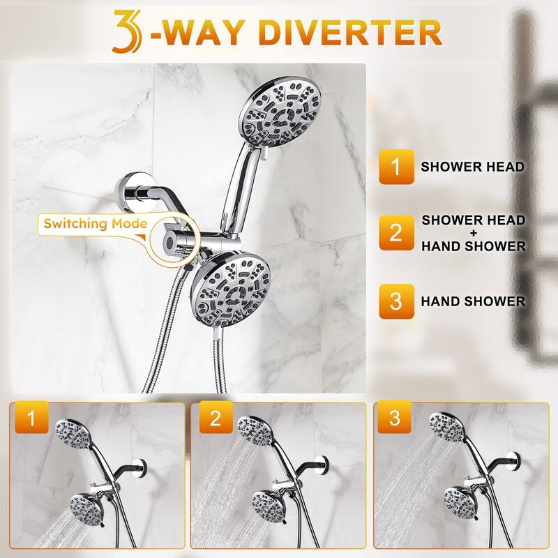 WOWOW Single-Handle 7-Spray Dual Shower Head Shower Faucet