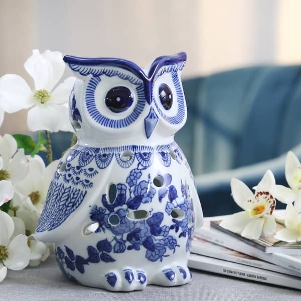 Shop Sagebrook Home 13458 02 Ceramic Owl Decor Blue White Ceramic