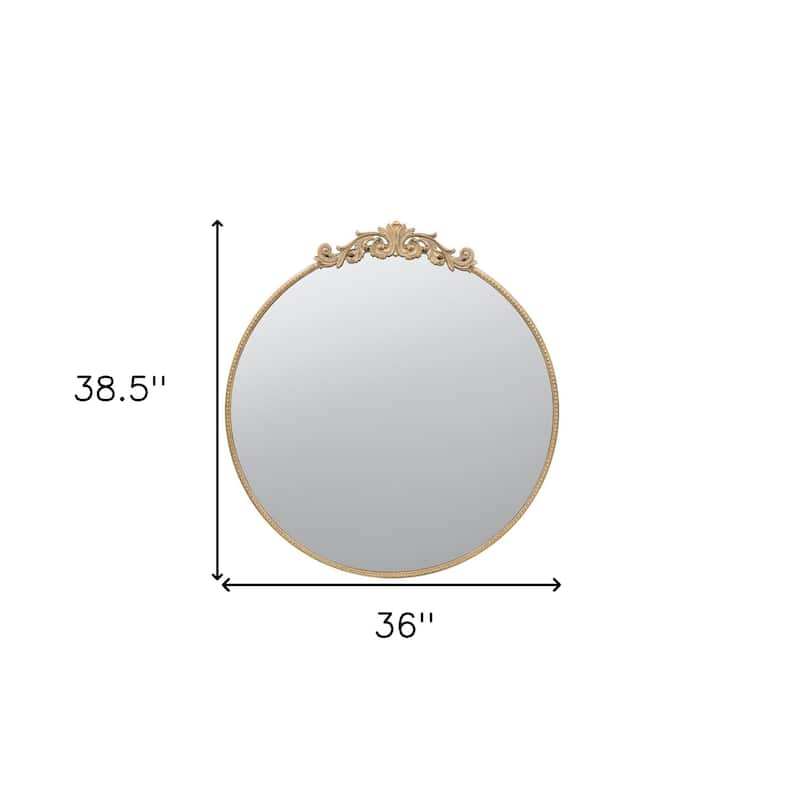HomeRoots 39" Gold Crowned Top Iron Framed Accent Mirror - 36' X '38.5' X '1.5