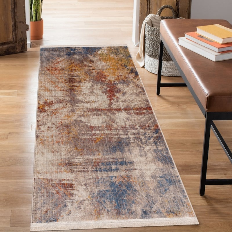 Tecu Distressed Abstract Area Rug By HomeRoots - 2' X 6'