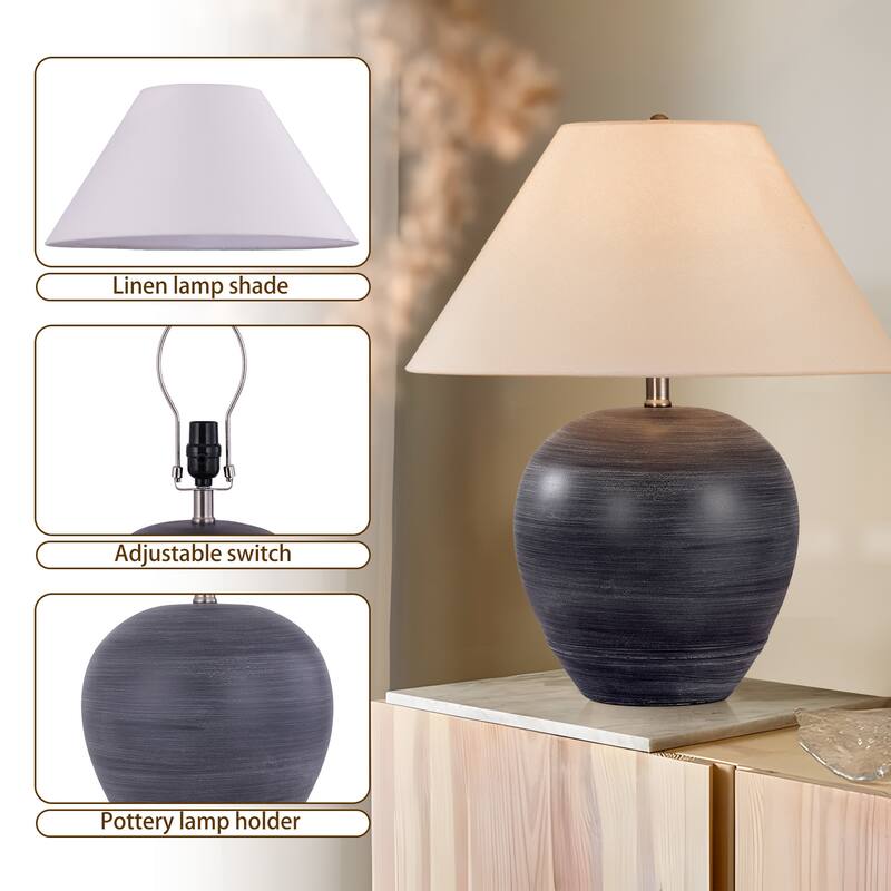 Global Accent Ceramic Table Lamp with Linen Shade