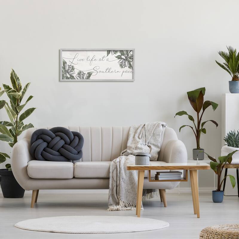 Stupell Live Life at a Southern Pace Vintage Magnolia Florals Framed Wall Art