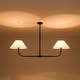 preview thumbnail 12 of 14, 2-Light Modern Black/Gold Linear Fabric Cone Large Pendant Light for Kitchen Island