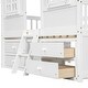 preview thumbnail 10 of 21, Full Size House Loft Bed with Roof & Windows | 4 Storage Drawers, Pine Wood Frame, Safety Guardrails & Ladder