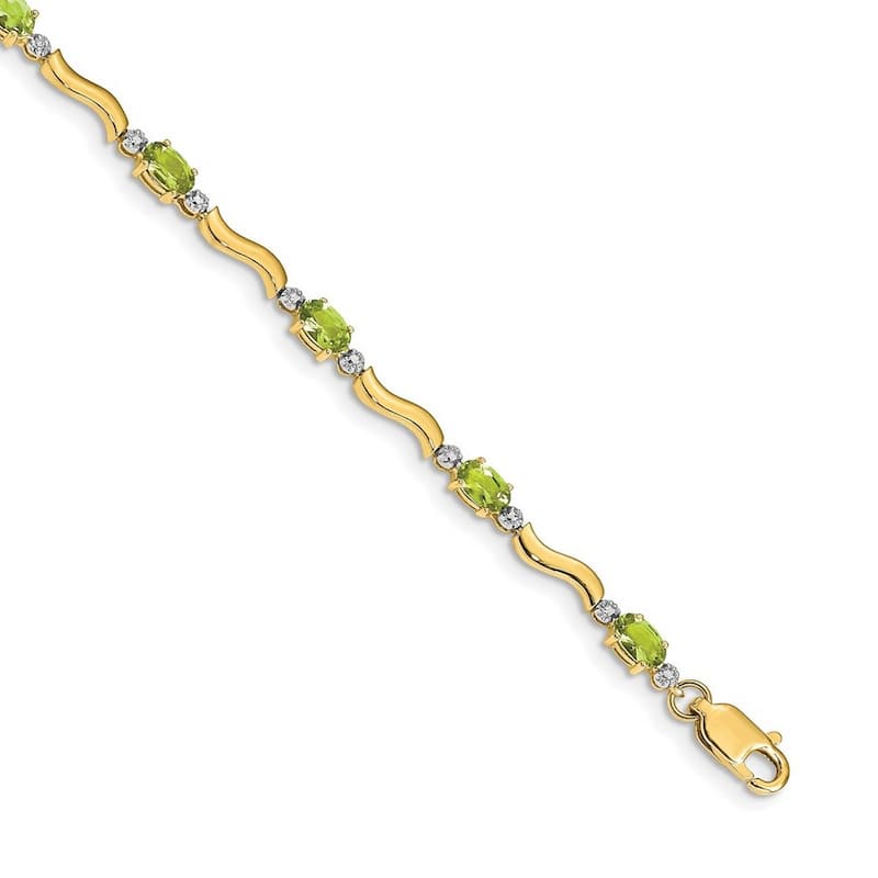 Curata 3.5mm 14k Fancy Diamond Peridot Bracelet
