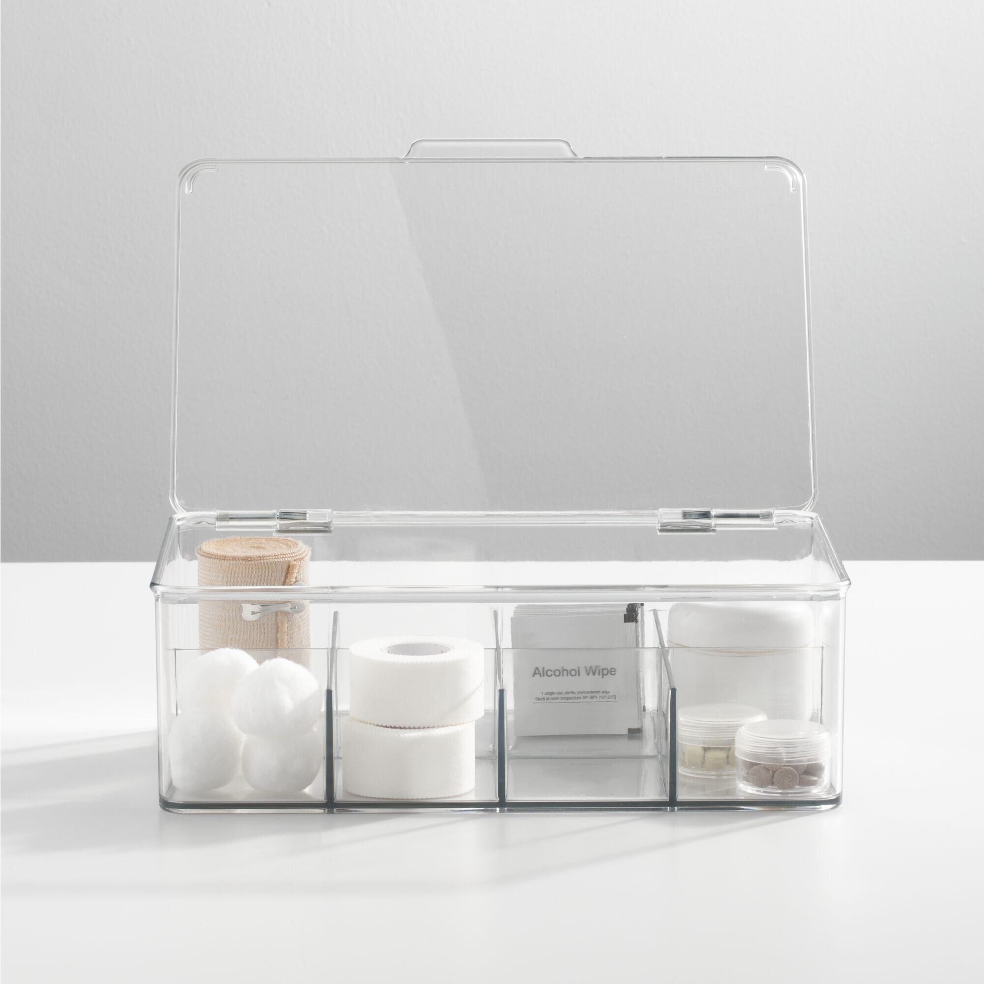 mDesign Plastic Divided First Aid Storage Box Kit with Hinge Lid