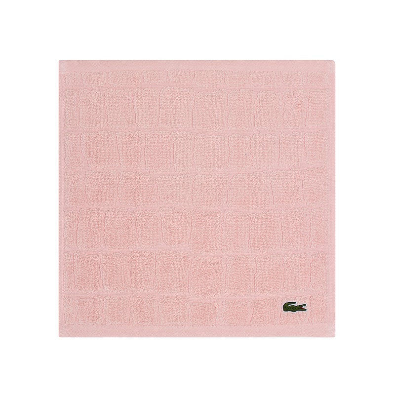 Lacoste Croc Scale Cotton Bath Towel, Hand Towel, and Washcloth - Washcloth - Light Pink