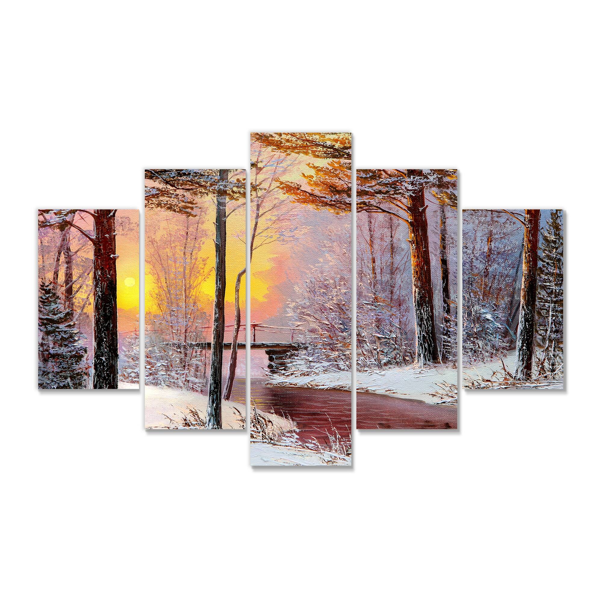 Designart Christmas Forest River and Trees IV Festive Nature Landscape Artwork-image
